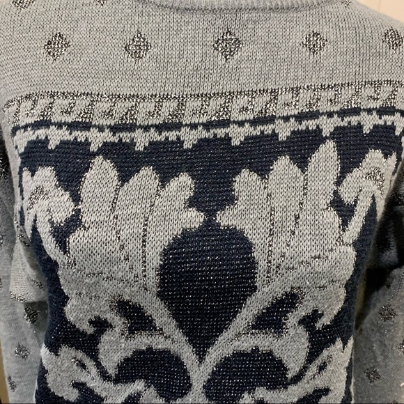 Vintage Mondi wool silver metallic [Christmas sweater 90s Y2K sparkly holiday] - Picture 2 of 7
